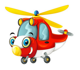 cartoon fireman helicopter - illustration for children