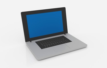 laptop blue screen 3d rendering