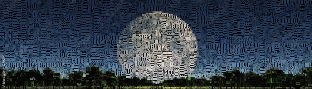 Wall mural full moon image composed entirely of text, words some elements image credit nasa