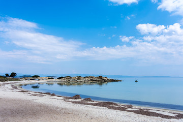 Beautiful scenery by the sea in Vourvourou, Chalkidiki, Greece 