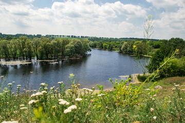 Summer sunny river landscape. Concept travel, travel.