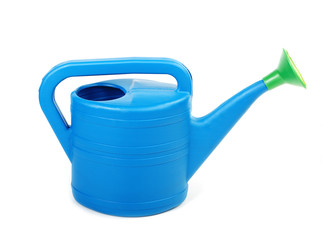 Plastic watering can isolated on a white background