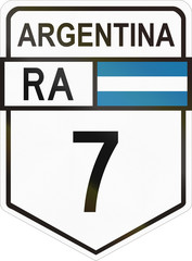 Route sign of the Argentinian national route 7