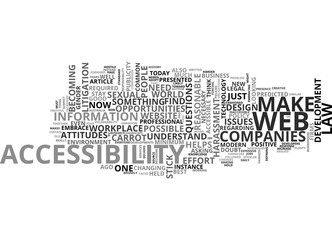 WEB ACCESSIBILITY THE LAW AND THE OPPORTUNITY TEXT WORD CLOUD CONCEPT - obrazy, fototapety, plakaty