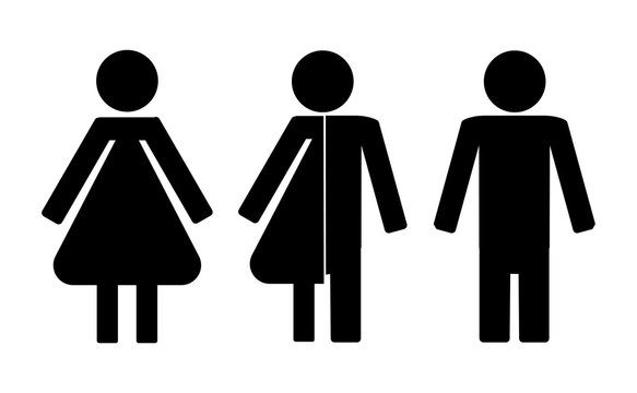 Set of restroom icons including gender neutral icon
