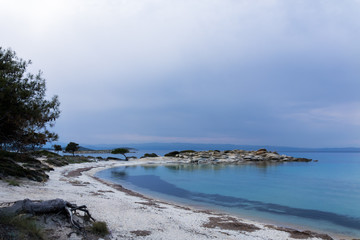Beautiful scenery by the sea in Vourvourou, Chalkidiki, Greece 