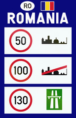 Information on speed limits in Romania at border crossing