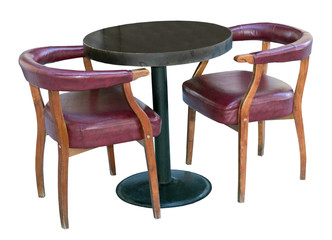 table and chairs on white