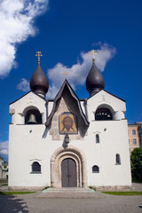 Fototapeta na wymiar Pokrovsky Cathedral Martha and Mary Convent. The western facade. Moscow