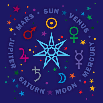 «Septener». The Ancient Star of Medieval magicians. Seven classical planets of Astrology. (Gem version).