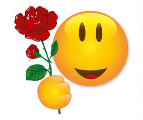 Smiley übergibt Rose - Vektor