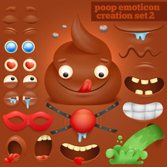 Creation set of cartoon poo emoticon character