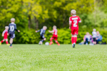 Obraz na płótnie Canvas Boys soccer match blur
