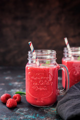 Raspberry Smoothie In a Jar