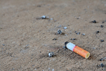 Cigarette butt on the floor