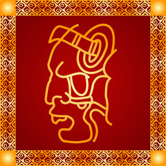Golden symbolic vector ornaments of American native Indians, Aztec and Maya