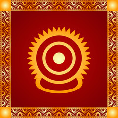Golden symbolic vector ornaments of American native Indians, Aztec and Maya