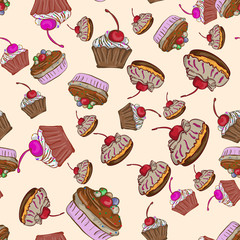 Seamless background with the image of confectionery