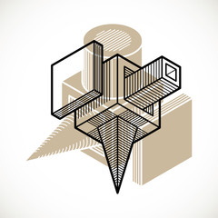 3D design, abstract vector dimensional cube shape.