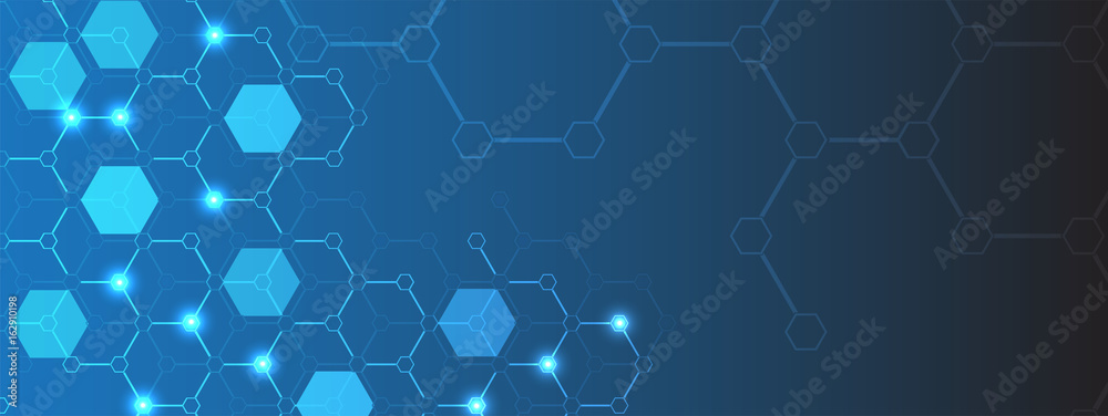 Poster Abstract technology particle. Virtual molecule background. Computer generated for business solution and presentation