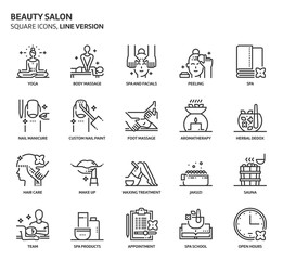 Beauty salon, square icon set