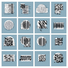 Abstract geometric compositions set, vector backgrounds collection.