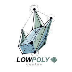 3d origami abstract mesh object, vector abstract design element. Innovation technologies abstract logo.