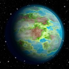 Earth like planet texture with stars in background