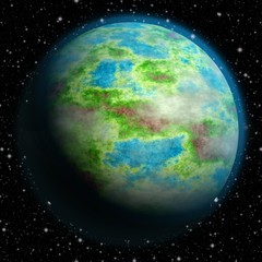 Earth like planet texture with stars in background