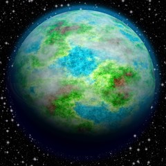 Earth like planet texture with stars in background