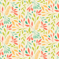 Colorful bright floral print of leaf. Vector seamless pattern. - 162913758