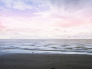 Fototapeta na wymiar Beautiful beach and dramatic sunrise sky , vacation