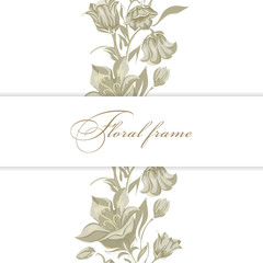  Floral frame. Vector vertical  border with flowers.