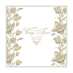 Obraz premium Vector vertical border with flowers. Floral frame.