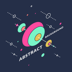 Isometric shapes in space. Trendy abstract background.