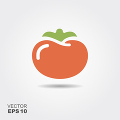 Illustration of tomato flat icon with shadow