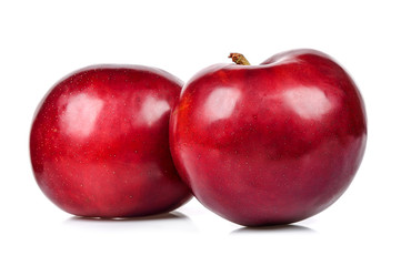 Red plum isolated on the white background