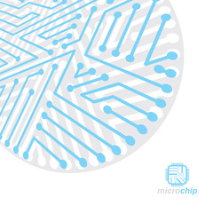 Vector circuit board with electronic components of technology device. Computer motherboard cybernetic abstraction. Electronic microprocessor