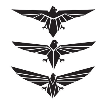 Eagle logo black collection set design for company business vector illustration.