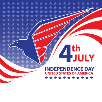 Fourth July Independence Day United States Of America design poster eagle logo on stars pattern vector illustration.