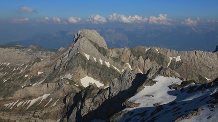 Mount Altmann, mountain of the Alpstein Range seen from Mount Santis.