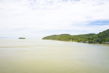 beautiful green mountains/Hills with blue sky background. Winter landscape season in asia Thailand.