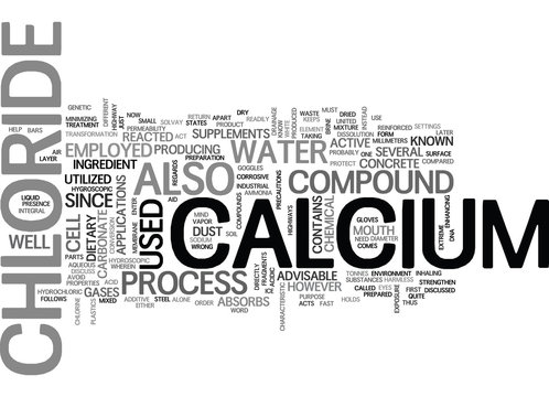 WHAT YOU SHOULD KNOW ABOUT CALCIUM CHLORIDE TEXT WORD CLOUD CONCEPT