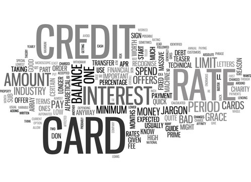 WHAT YOU SHOULD KNOW ABOUT CREDIT CARD JARGON BUSTER TEXT WORD CLOUD CONCEPT