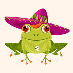 Frog in a sombrero. Mexican style.
