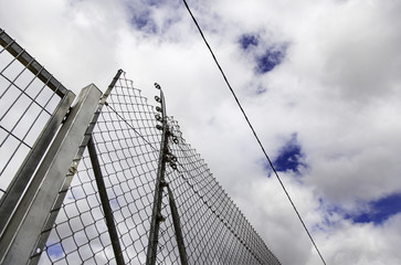 Fototapeta na wymiar Metal security grilles in a jail