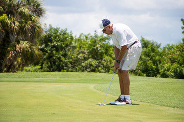 Golfer Putting Ball on Green
