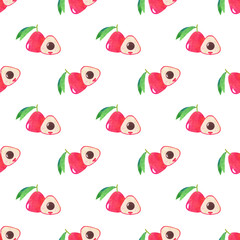 Seamless background image colorful watercolor texture tropical fruit malay apple