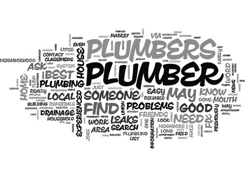WHERE TO FIND A LOCAL LIST OF PLUMBERS TEXT WORD CLOUD CONCEPT