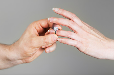 Man making proposal on a date with his girlfriend.
